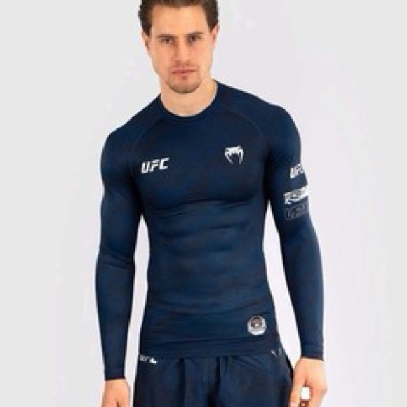 UFC Men’s Fusion Venus Authentic Fight Week Long Sleeve Rash guard Oceanic Blue - Picture 11 of 11